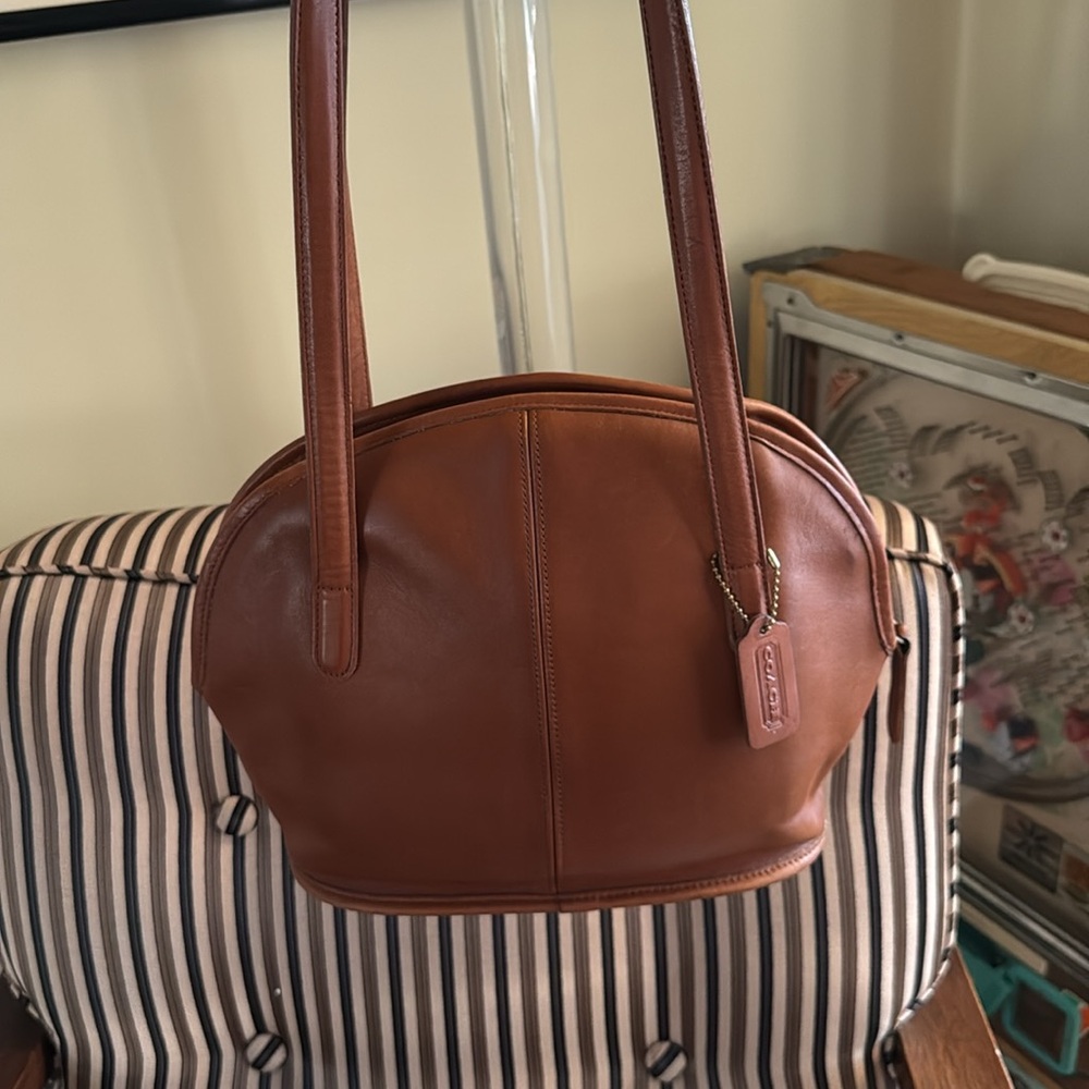 Vintage Coach Asheville zip 9089 British tan dome bowler - Picture 10 of 16